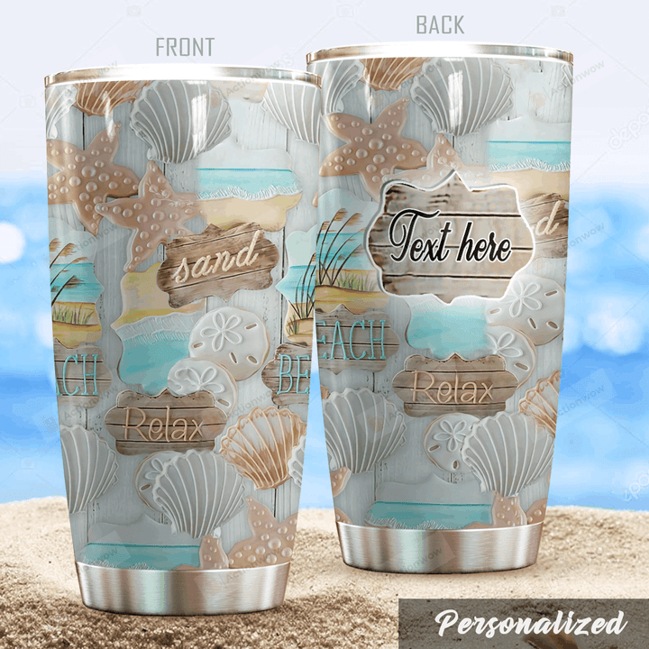 Personalized Beach Sand Relax Stainless Steel Tumbler Perfect Gifts For Beach Lover Tumbler Cups For Coffee/Tea, Great Customized Gifts For Birthday Christmas Thanksgiving