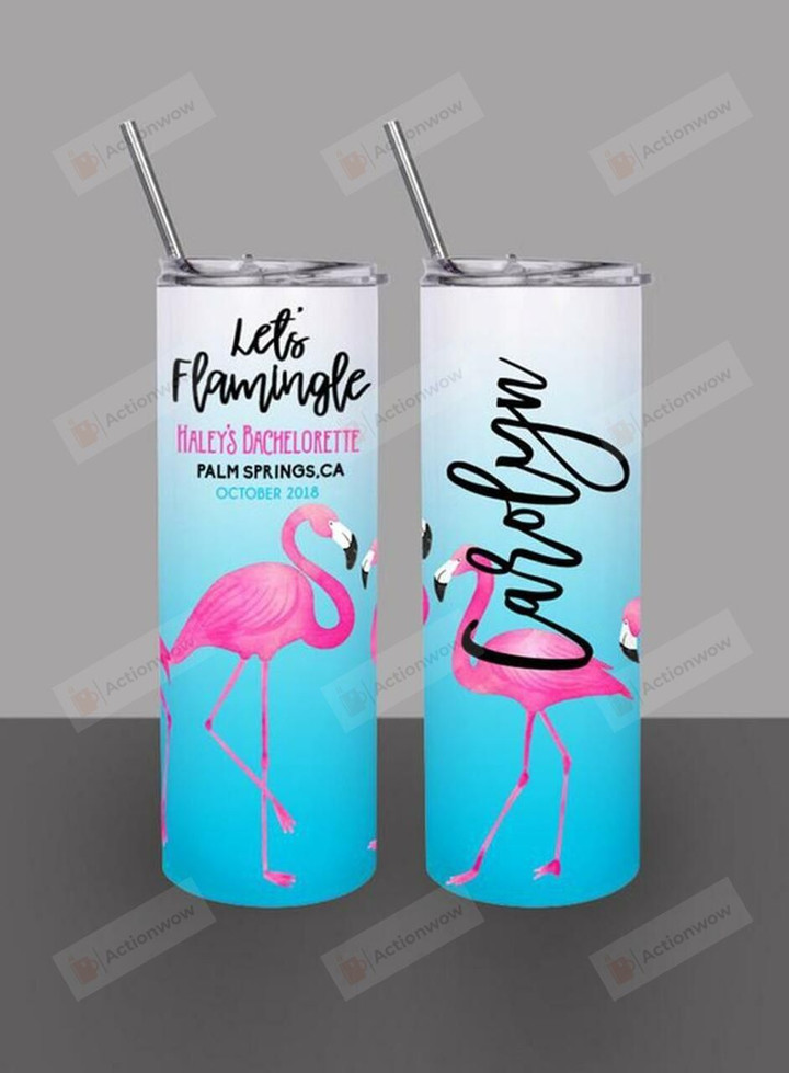 Personalized Let's Flamingle Flamingo Stainless Steel Tumbler, Tumbler Cups For Coffee/Tea, Great Customized Gifts For Birthday Christmas Thanksgiving