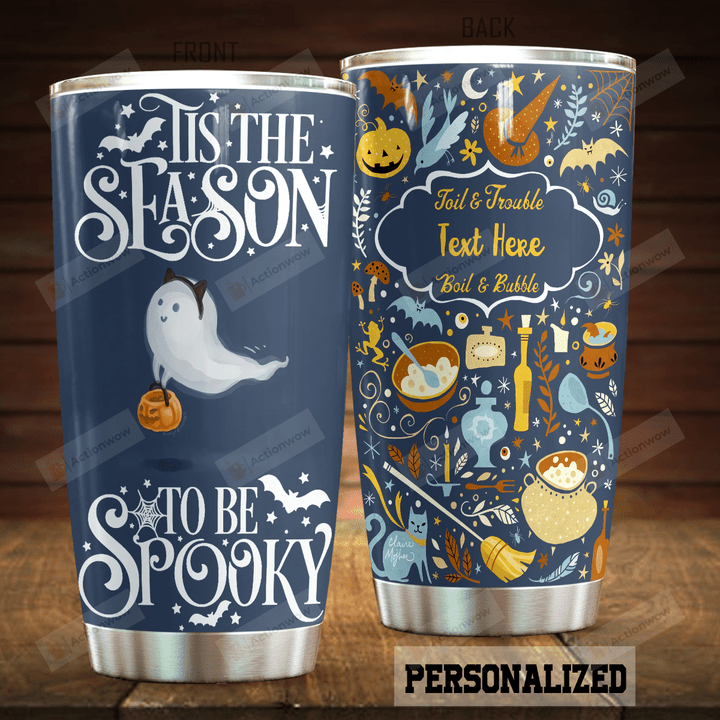 Personalized Halloween Toil And Trouble Stainless Steel Tumbler Perfect Gifts For Ghost Lover Tumbler Cups For Coffee/Tea, Great Customized Gifts For Birthday Halloween