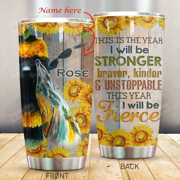 Personalized Bee Sunflower Braver Kinder Stainless Steel Tumbler Perfect Gifts For Bee Lover Tumbler Cups For Coffee/Tea, Great Customized Gifts For Birthday Christmas Thanksgiving