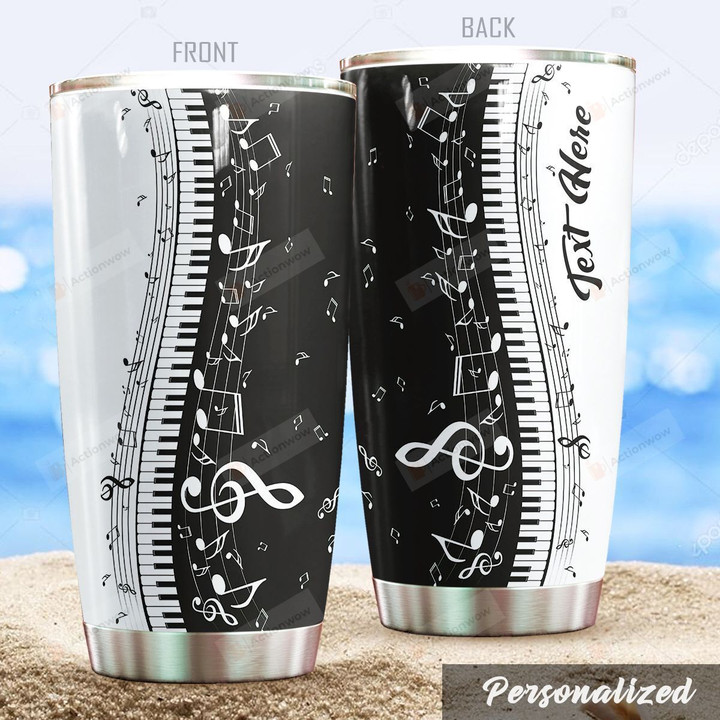 Personalized Piano And Notes Stainless Steel Tumbler Perfect Gifts For Piano Lover Tumbler Cups For Coffee/Tea, Great Customized Gifts For Birthday Christmas Thanksgiving