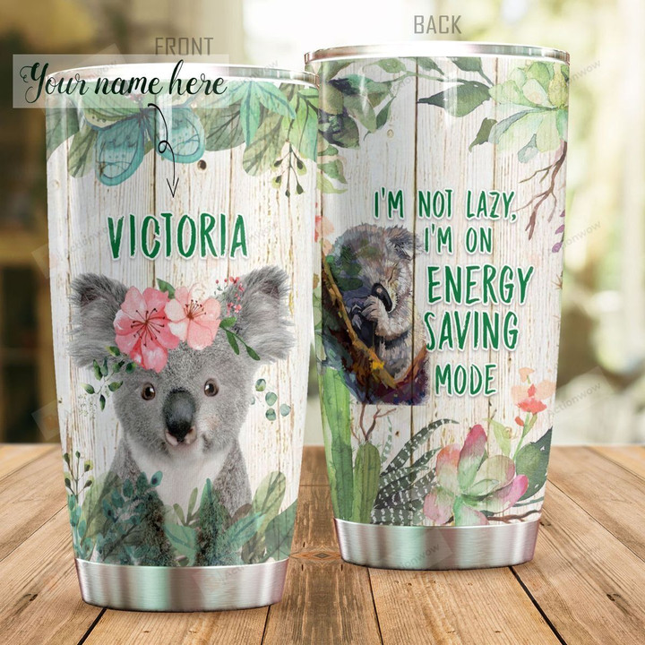 Personalized Koala I'm Not Lazy Stainless Steel Tumbler Tumbler Cups For Coffee/Tea Perfect Customized Gifts For Birthday Christmas Thanksgiving Awesome Gifts For Koala Lovers