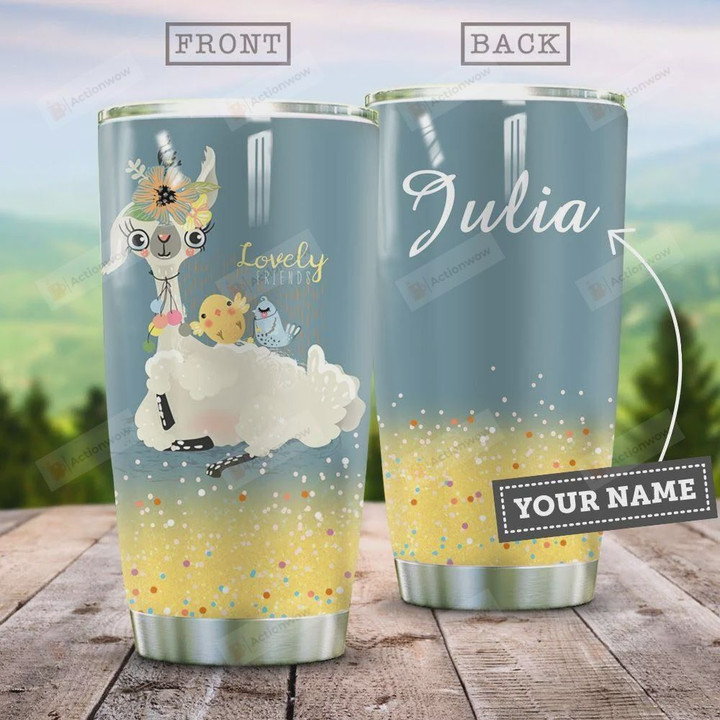 Personalized Llama Lovely Friends Stainless Steel Tumbler, Tumbler Cups For Coffee/Tea, Great Customized Gifts For Birthday Christmas Thanksgiving