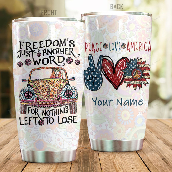 Personalized Hippie Van Peace Love America Stainless Steel Tumbler Perfect Gifts For Hippie Tumbler Cups For Coffee/Tea, Great Customized Gifts For Birthday Christmas Thanksgiving