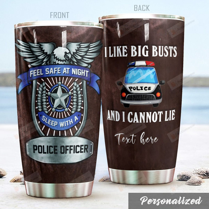 Personalized Police Car Sleep With A Police Officer Stainless Steel Tumbler Perfect Gifts For Police Tumbler Cups For Coffee/Tea, Great Customized Gifts For Birthday Christmas Thanksgiving