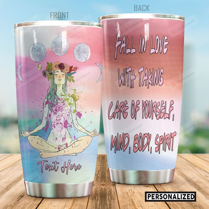Personalized Yoga Girl Taking Care Of Yourself Stainless Steel Tumbler Perfect Gifts For Yoga Lover Tumbler Cups For Coffee/Tea, Great Customized Gifts For Birthday Christmas Thanksgiving