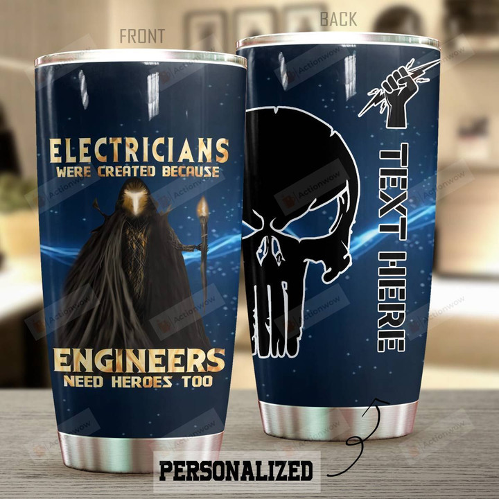 Personalized Lightning Electricians Were Created Because Engineers Need Heroes Too Stainless Steel Tumbler Perfect Gifts For Electrician Tumbler Cups For Coffee/Tea, Great Customized Gifts For Birthday Christmas Thanksgiving