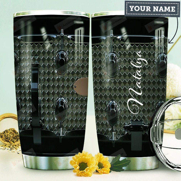 Personalized Diamond Pattern Drum Stainless Steel Tumbler, Tumbler Cups For Coffee/Tea, Great Customized Gifts For Birthday Christmas Thanksgiving