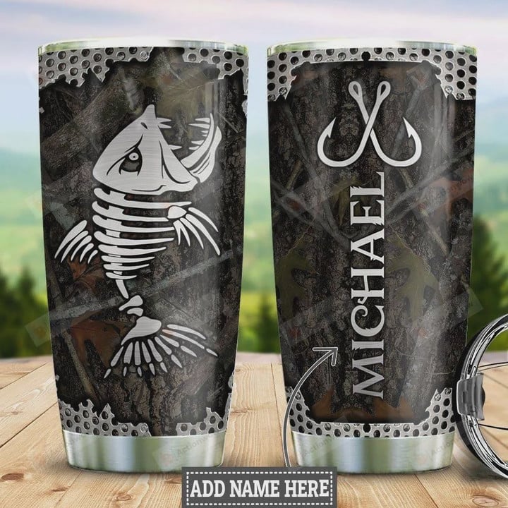 Personalized Fishing Fish Fossil Tumbler Cup Stainless Steel Insulated Tumbler 20 Oz Great Gifts For Fishing Lovers Best Gifts For Birthday Christmas Thanksgiving Travelling/ Camping Tumbler
