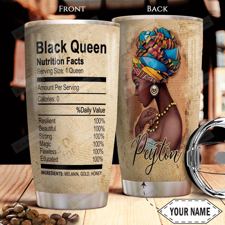 Personalized Black Queen Facts Magic Strong Stainless Steel Tumbler, Tumbler Cups For Coffee/Tea, Great Customized Gifts For Birthday Christmas Thanksgiving