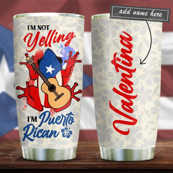 Puerto Rican Not Yelling Personalized Puerto Rican Frog With Guitar Tumbler For Coffee/ Tea Stainless Steel Vacuum Insulated Tumbler 20 Oz Best Gifts For Birthday Christmas Thanksgiving
