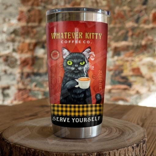 Whatever Kitty Coffee Co. Stainless Steel Vacuum Insulated Double Wall Travel Tumbler With Lid, Tumbler Cups For Coffee/Tea, Perfect Gifts For Birthday Christmas Thanksgiving