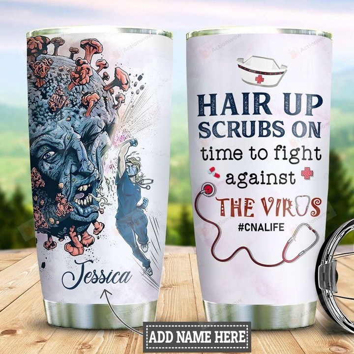 Personalized Cna Fight Against The Virus Stainless Steel Tumbler, Tumbler Cups For Coffee/Tea, Great Customized Gifts For Birthday Christmas Thanksgiving