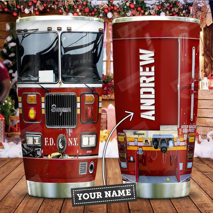 Fire Truck Head Personalized Tumbler Cup, Tumbler Cups For Coffee/Tea, Stainless Steel Vacuum Insulated Tumbler 20 Oz, Great Gifts For Birthday Christmas Thanksgiving, Best Gifts For Trucker