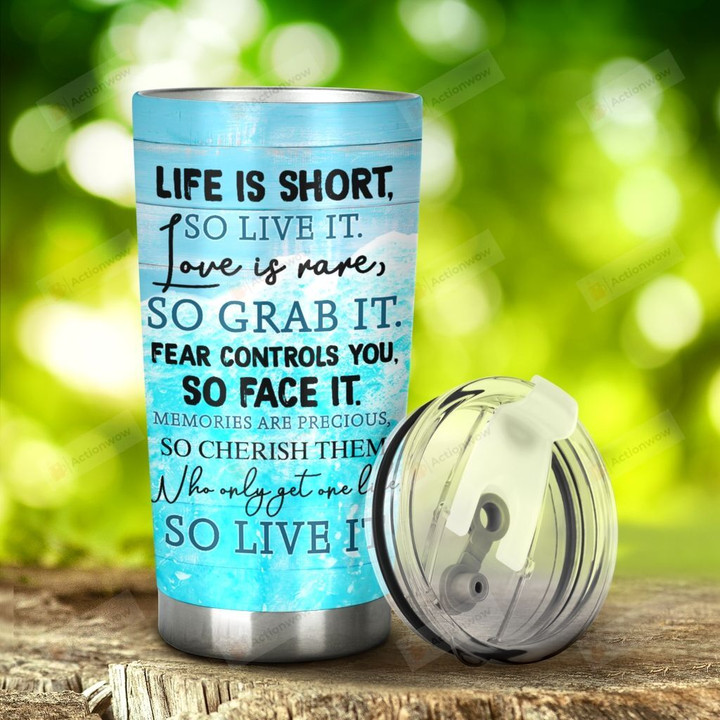 Dolphin Life Is Short So Live It Stainless Steel Tumbler, Tumbler Cups For Coffee/Tea, Great Customized Gifts For Birthday Christmas Thanksgiving, Anniversary