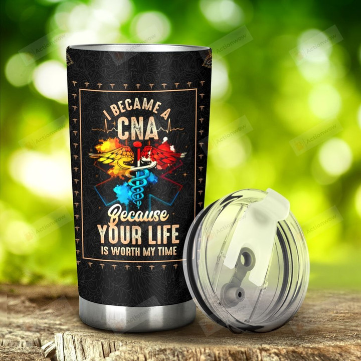 Caduceus I Became A CNA Stainless Steel Tumbler, Tumbler Cups For Coffee/Tea, Great Customized Gifts For Birthday Christmas Thanksgiving