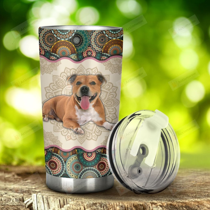 Pit Bull Dog Vintage Mandala Tumbler Stainless Steel Tumbler, Tumbler Cups For Coffee/Tea, Great Customized Gifts For Birthday Christmas Thanksgiving
