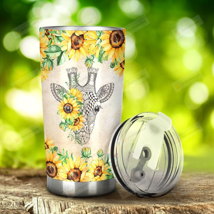 Giraffe And Sunflower Today Is A Good Day Tumbler Stainless Steel Tumbler, Tumbler Cups For Coffee/Tea, Great Customized Gifts For Birthday Christmas Thanksgiving Anniversary
