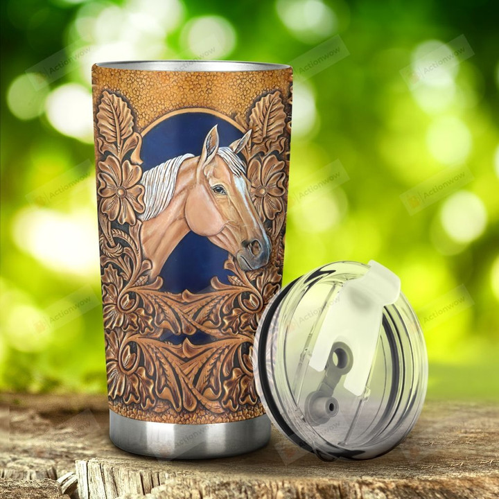 Horse Wood Print Stainless Steel Tumbler, Tumbler Cups For Coffee/Tea, Great Customized Gifts For Birthday Christmas Thanksgiving