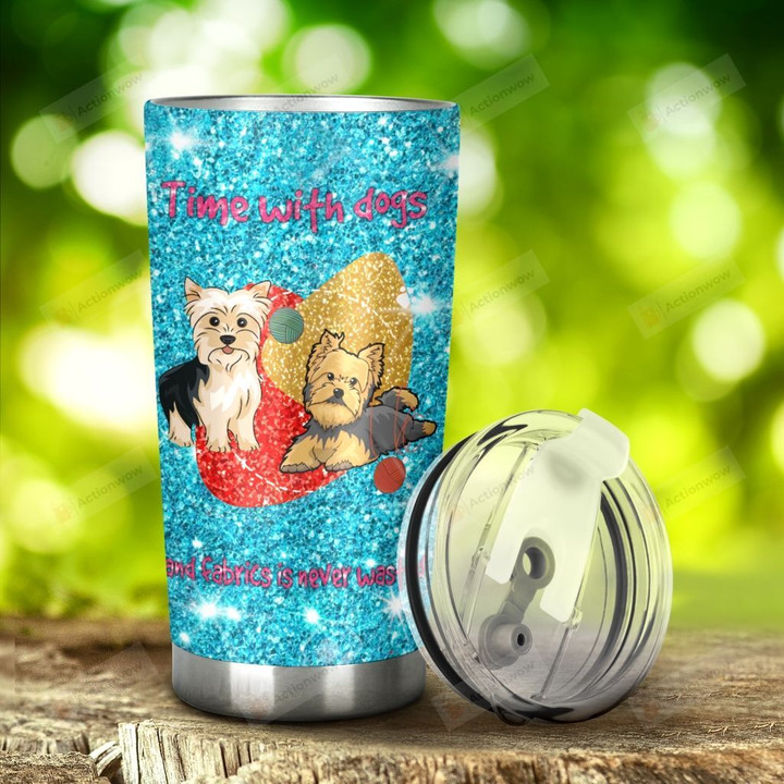 Sewing Shi Tzu Dog Time With Dogs Stainless Steel Tumbler, Tumbler Cups For Coffee/Tea, Great Customized Gifts For Birthday Christmas Thanksgiving