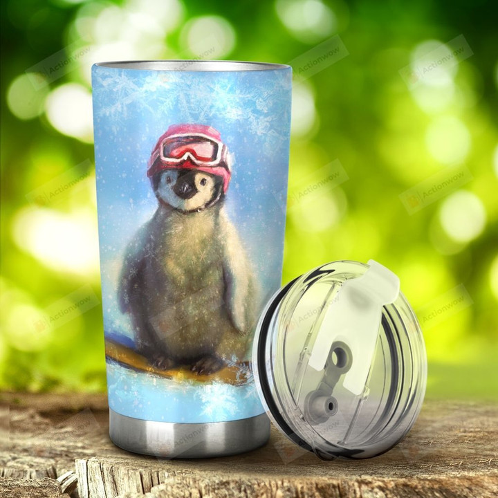Cute Penguin You Can't Buy Happiness But You Can Buy Lift Pass Stainless Steel Tumbler, Tumbler Cups For Coffee/Tea, Great Customized Gifts For Birthday Christmas Thanksgiving