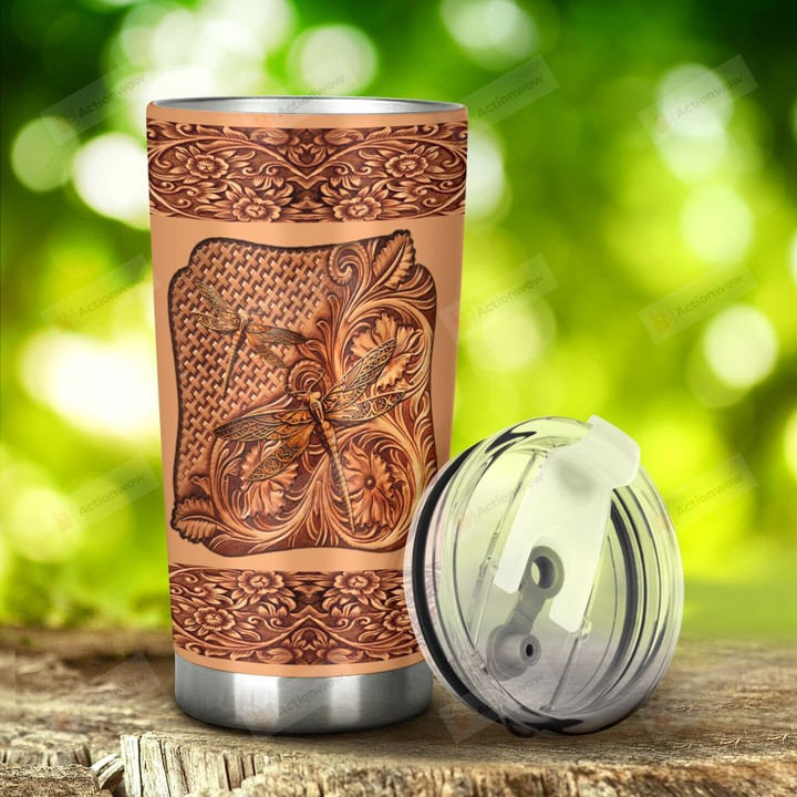 Dragonfly Pattern Stainless Steel Tumbler, Tumbler Cups For Coffee/Tea, Great Customized Gifts For Birthday Christmas Thanksgiving