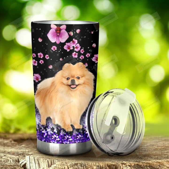 Pomeranian Dog At The Darknight Tumbler Stainless Steel Tumbler, Tumbler Cups For Coffee/Tea, Great Customized Gifts For Birthday Christmas Thanksgiving Anniversary