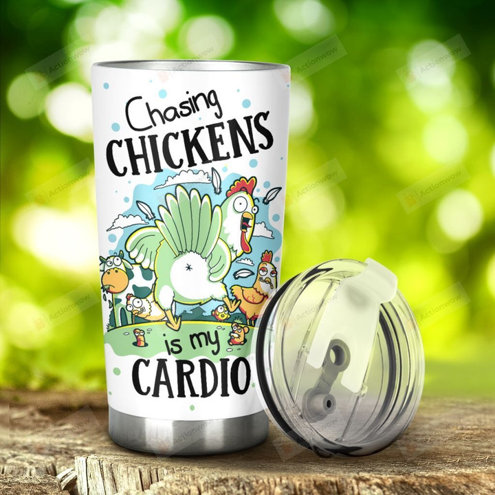 Chicken Chasing Is My Cardio Stainless Steel Tumbler, Tumbler Cups For Coffee/Tea, Great Customized Gifts For Birthday Christmas Thanksgiving