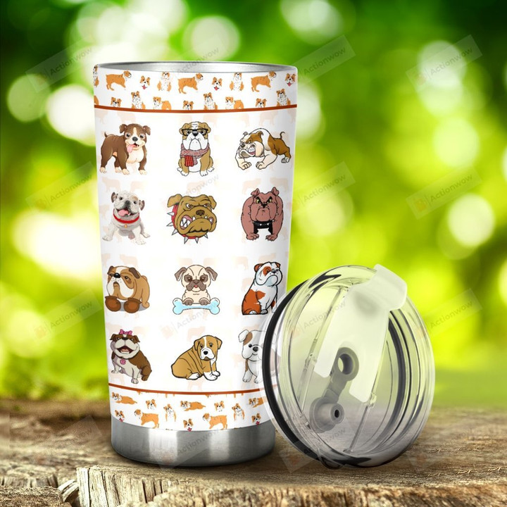 Bulldog I Love Bulldog Stainless Steel Tumbler, Tumbler Cups For Coffee/Tea, Great Customized Gifts For Birthday Christmas Thanksgiving