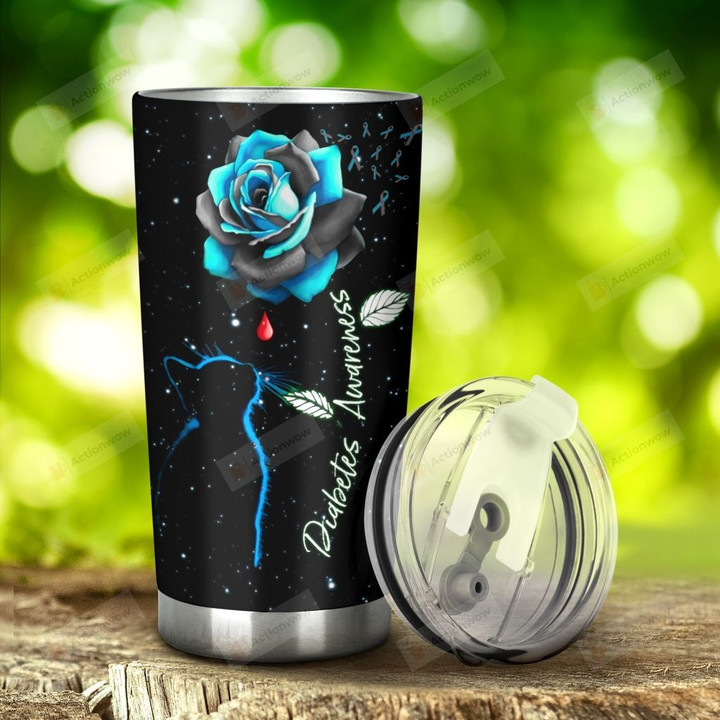 Diabetes Blue Roses Stainless Steel Tumbler, Tumbler Cups For Coffee/Tea, Great Customized Gifts For Birthday Christmas Thanksgiving