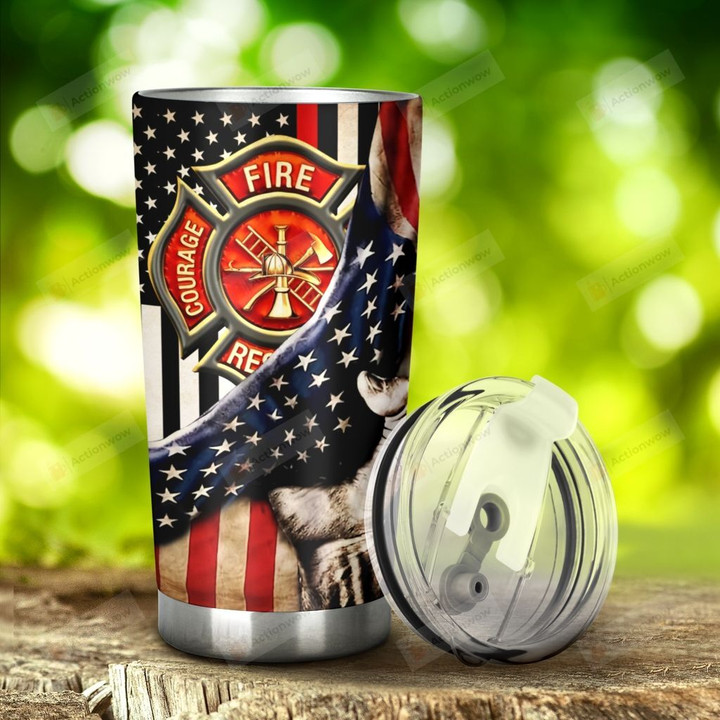 Firefighter American Flag Stainless Steel Tumbler, Tumbler Cups For Coffee/Tea, Great Customized Gifts For Birthday Christmas Thanksgiving