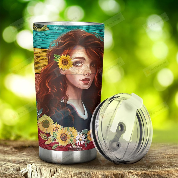 Sunflower Redheads Are Sunshine Mixed With Hurricane Stainless Steel Tumbler, Tumbler Cups For Coffee/Tea, Great Customized Gifts For Birthday Christmas Thanksgiving