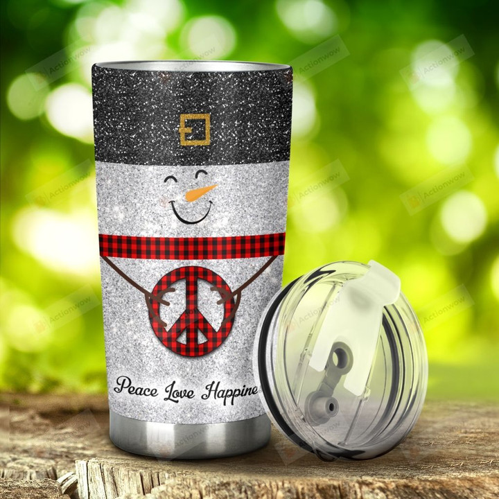 Snowman Peace Love Stainless Steel Tumbler, Tumbler Cups For Coffee/Tea, Great Customized Gifts For Birthday Christmas Thanksgiving