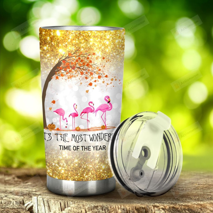 Flamingo Halloween Stainless Steel Tumbler, Tumbler Cups For Coffee/Tea, Great Customized Gifts For Birthday Christmas Thanksgiving