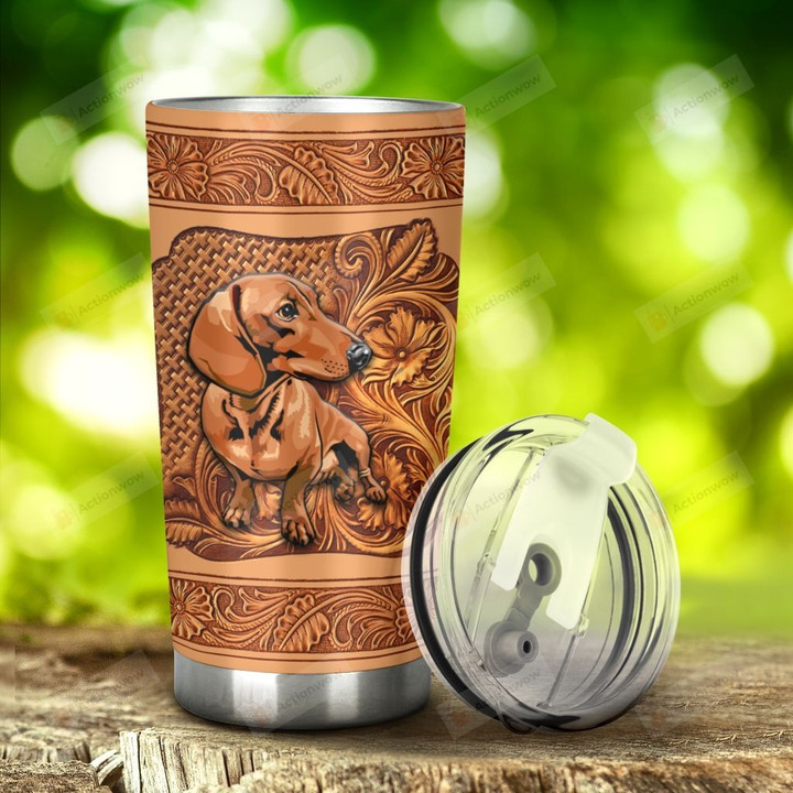 Dachshund Dog Pattern Stainless Steel Tumbler, Tumbler Cups For Coffee/Tea, Great Customized Gifts For Birthday Christmas Thanksgiving