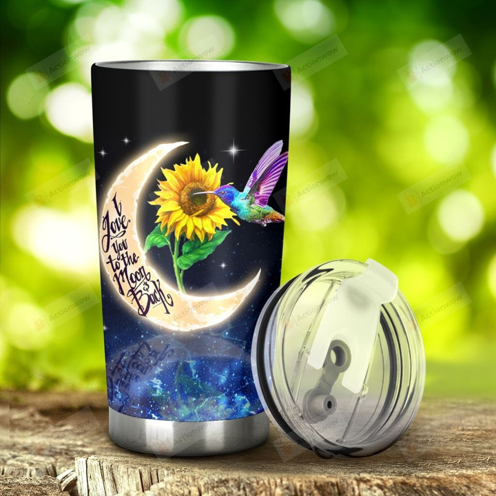 Hummingbird Sunflower I Love To The Moon And Back Stainless Steel Tumbler, Tumbler Cups For Coffee/Tea, Great Customized Gifts For Birthday Christmas Thanksgiving