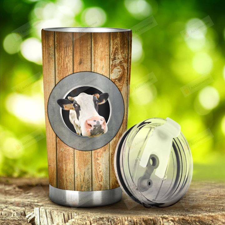 Cow Circle Wood Tumbler Stainless Steel Tumbler, Tumbler Cups For Coffee/Tea, Great Customized Gifts For Birthday Christmas Thanksgiving Anniversary