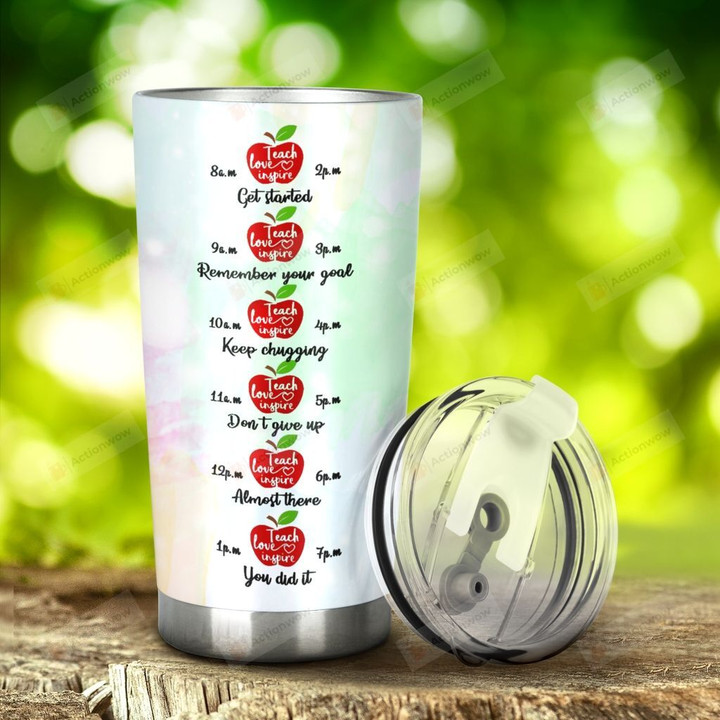 Teacher Time Line Never Give Up You Started Love It And Do It Stainless Steel Tumbler, Tumbler Cups For Coffee/Tea, Great Customized Gifts For Birthday Christmas Thanksgiving