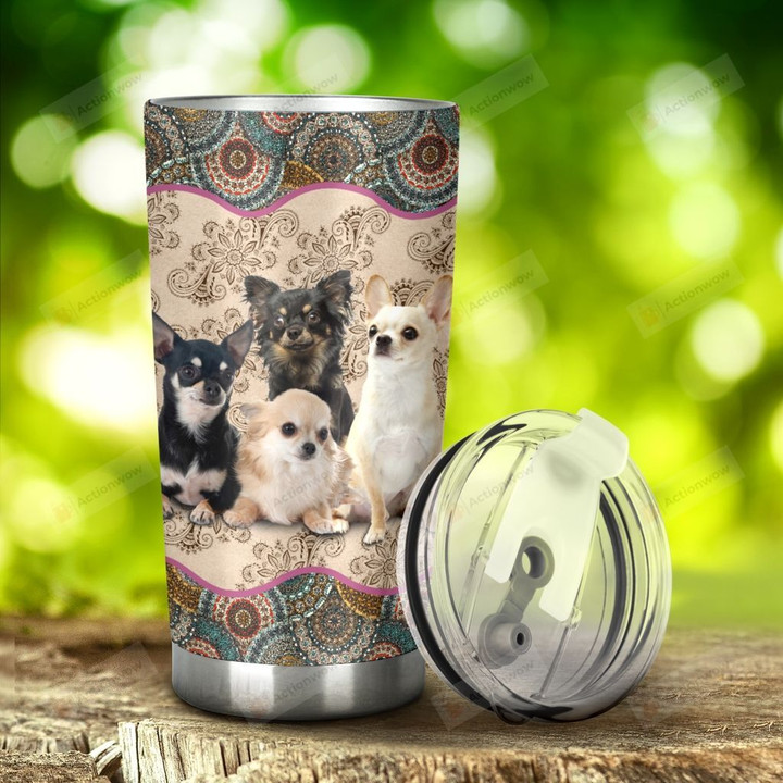 Chihuahua Dogs Mandala Tumbler Stainless Steel Tumbler, Tumbler Cups For Coffee/Tea, Great Customized Gifts For Birthday Christmas Thanksgiving Anniversary