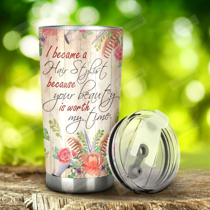 Hair Stylist Tools I Became A Hair Stylist Stainless Steel Tumbler, Tumbler Cups For Coffee/Tea, Great Customized Gifts For Birthday Christmas Thanksgiving Anniversary