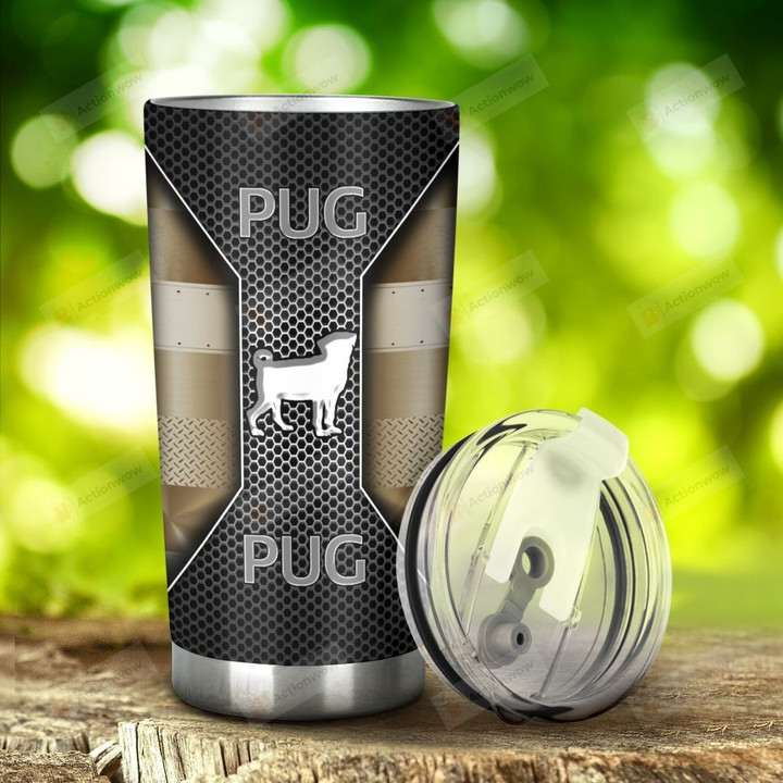 Pug Silver Tumbler Stainless Steel Tumbler, Tumbler Cups For Coffee/Tea, Great Customized Gifts For Birthday Christmas Thanksgiving Anniversary
