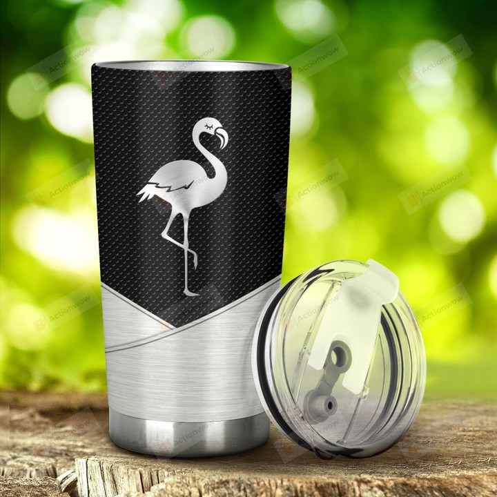 Flamingo Silver Metal Tumbler Stainless Steel Tumbler, Tumbler Cups For Coffee/Tea, Great Customized Gifts For Birthday Christmas Thanksgiving Anniversary