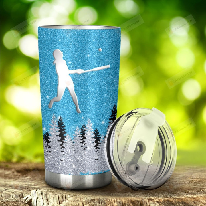 Softball I'M Just A Girl Who Loves Softball Glitter Tumbler Stainless Steel Tumbler, Tumbler Cups For Coffee/Tea, Great Customized Gifts For Birthday Christmas Thanksgiving Anniversary