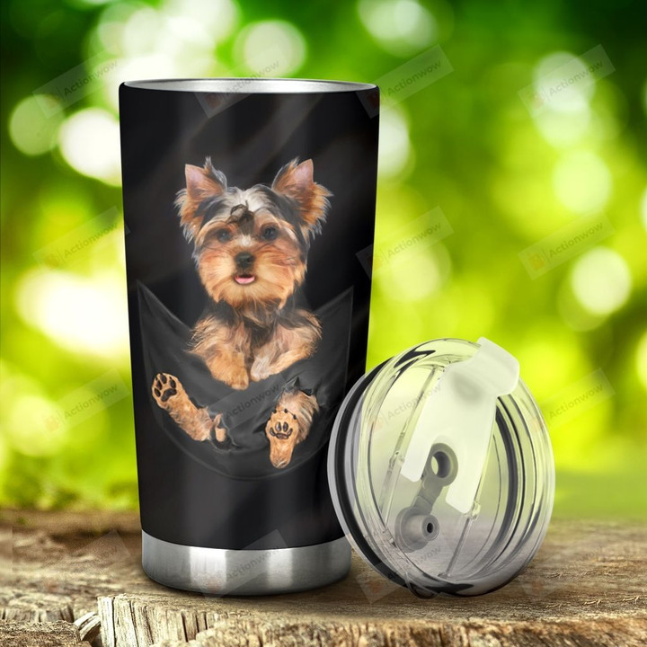 Yorkshire Terrier In Pocket Yorkshire Terrier Nutrition Fact Tumbler Stainless Steel Tumbler, Tumbler Cups For Coffee/Tea, Great Customized Gifts For Birthday Christmas Thanksgiving Anniversary