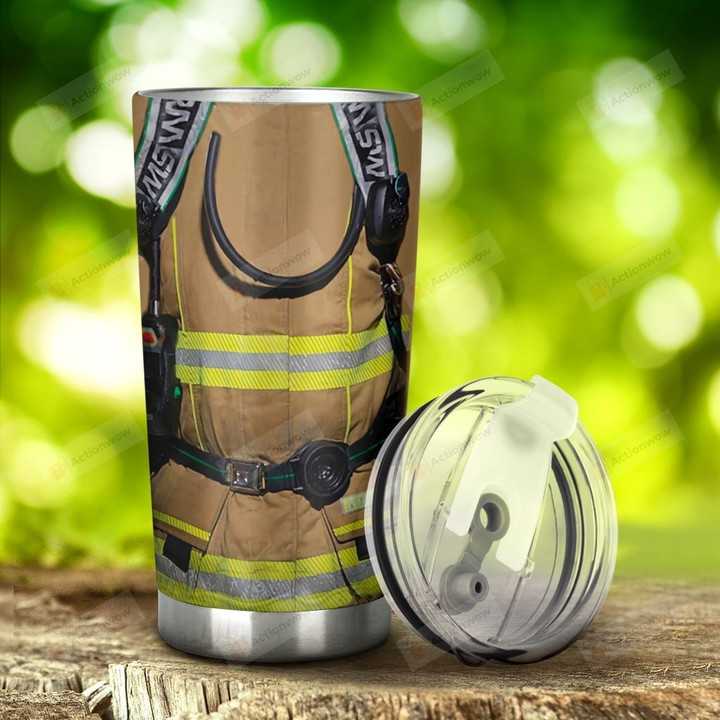 Firefighter Uniform Stainless Steel Tumbler, Tumbler Cups For Coffee/Tea, Great Customized Gifts For Birthday Christmas Thanksgiving