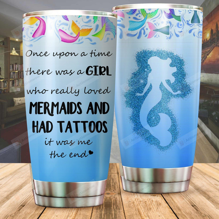 A Girl Who Really Loved Mermaid And Had Tattoos Stainless Steel Tumbler Perfect Gifts For Mermaid Lover Tumbler Cups For Coffee/Tea, Great Customized Gifts For Birthday Christmas Thanksgiving