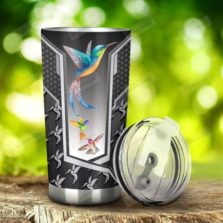 Hummingbird Bright Black Metal Tumbler Stainless Steel Tumbler, Tumbler Cups For Coffee/Tea, Great Customized Gifts For Birthday Christmas Thanksgiving