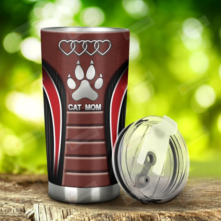 Cat Mom AD Heart Tumbler Stainless Steel Tumbler, Tumbler Cups For Coffee/Tea, Great Customized Gifts For Birthday Christmas Thanksgiving