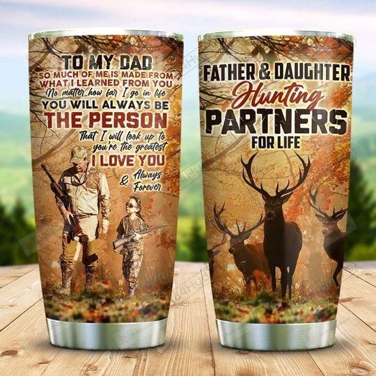 To My Dad Father And Daughter Partners For Life Happy Father's Day From Daughter For Dad 20 Oz Sports Bottle Stainless Steel Vacuum Insulated Tumbler