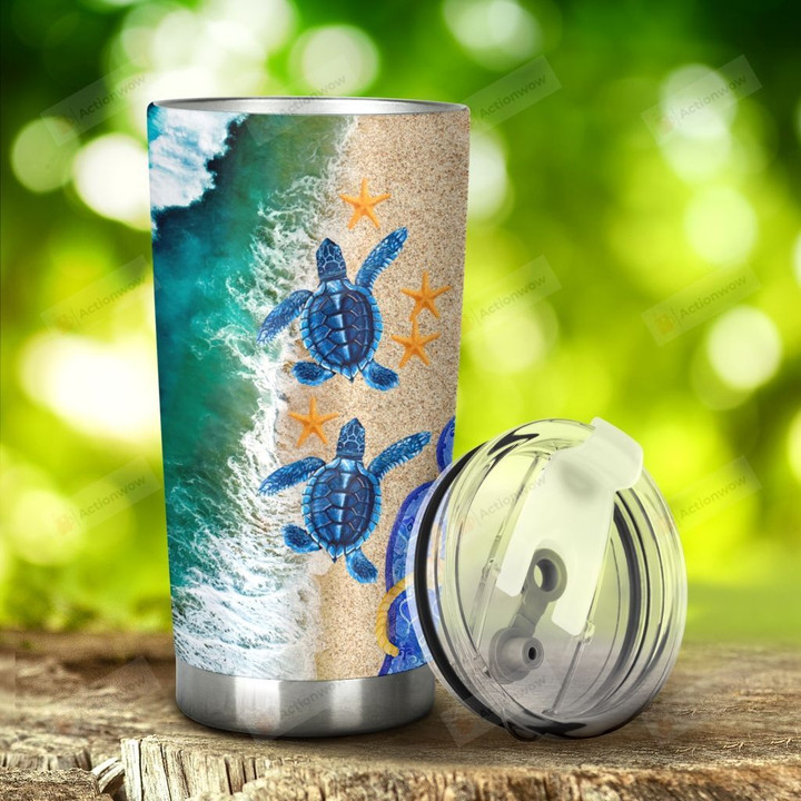 Turtles And Beach Stainless Steel Tumbler, Tumbler Cups For Coffee/Tea, Great Customized Gifts For Birthday Christmas Thanksgiving, Anniversary